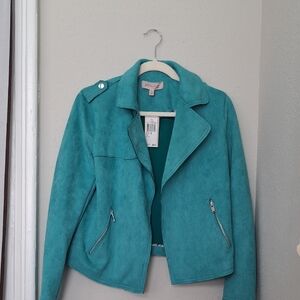 Philosophy Turquoise Leather Jacket